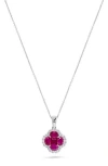 H.j. Namdar Stone & Diamond Clover Pendant Necklace In Metallic