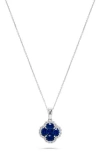H.j. Namdar Stone & Diamond Clover Pendant Necklace In Blue