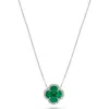 H.j. Namdar Stone & Diamond Clover Pendant Necklace In Green