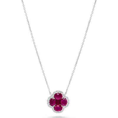 H.j. Namdar Stone & Diamond Clover Pendant Necklace In Metallic
