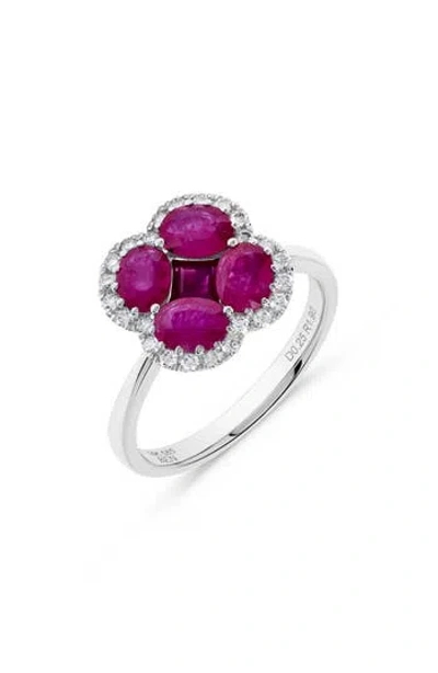 H.j. Namdar Stone & Diamond Clover Ring In Metallic