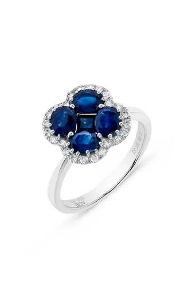 H.j. Namdar Stone & Diamond Clover Ring In Blue