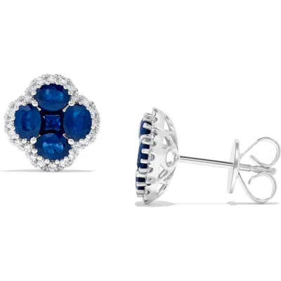 H.j. Namdar Stone & Diamond Clover Stud Earrings In Blue