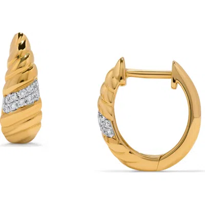 H.j. Namdar Textured 14k Gold & Diamond Huggie Hoop Earrings In Neutral