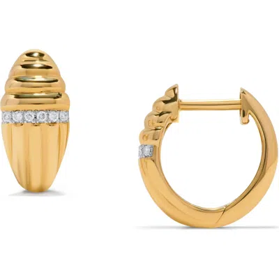 H.j. Namdar Textured 14k Gold Diamond Huggie Hoop Earrings In Red