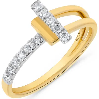 H.j. Namdar Two-tone Latch Diamond Stacked Ring In Orange