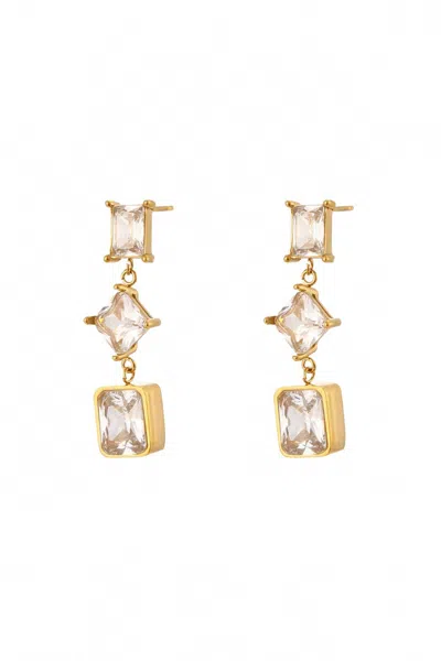 Hjane Jewels Catherine Studs Clear Earrings In Gold