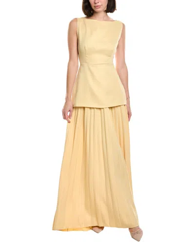 Hl Affair 2pc Top & Pleated Maxi Skirt Set In Yellow