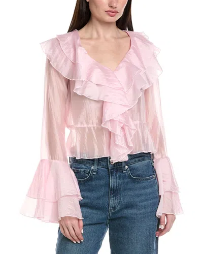 Hl Affair Bell-sleeve Ruffle Blouse In Pink