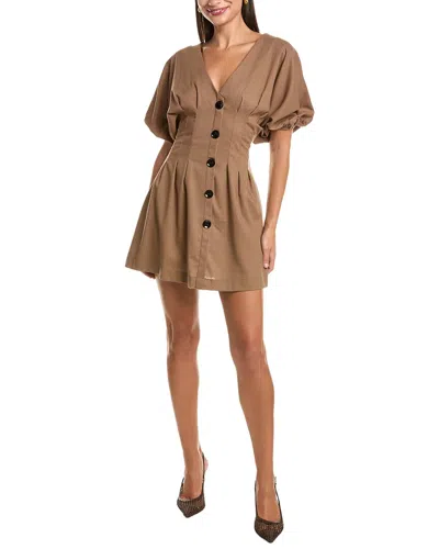 Hl Affair Button Mini Dress In Brown