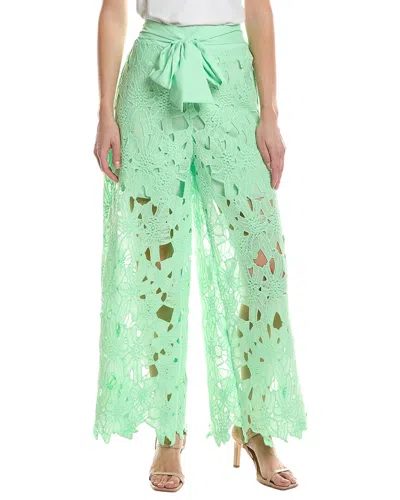 Hl Affair Floral Lace Pant In Green
