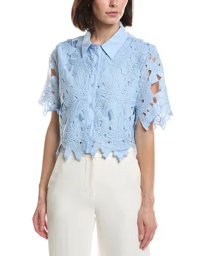 Hl Affair Floral Lace Top In Blue