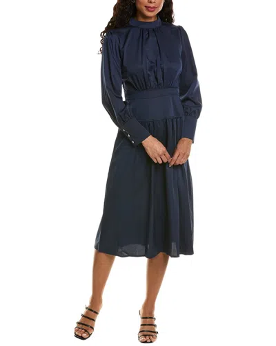 Hl Affair Inset Waist Midi Dress In Blue