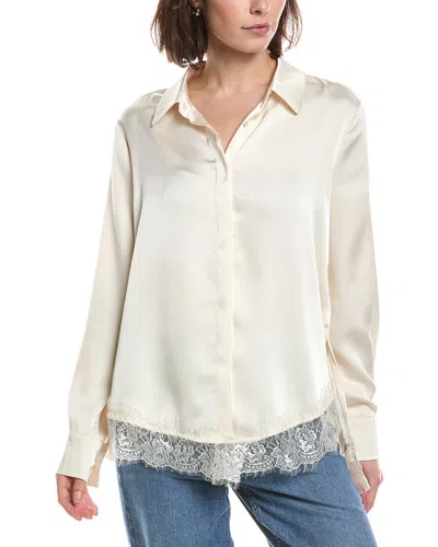 Hl Affair Lace Hem Shirt In Neutral