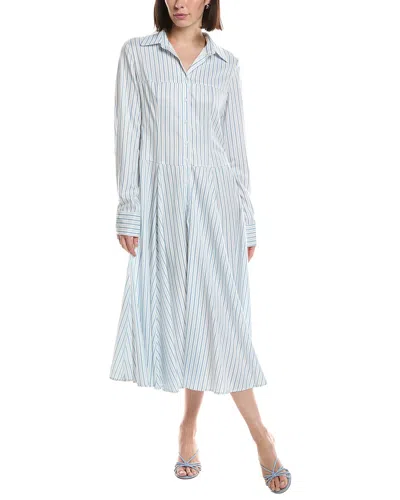 Hl Affair Long Sleeve Midi Dress In Blue