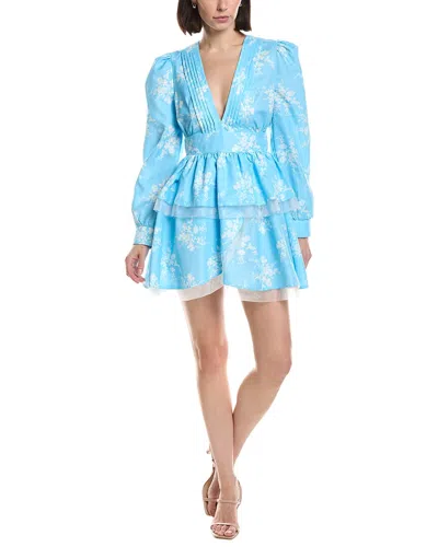 Hl Affair Long Sleeve Mini Dress In Blue