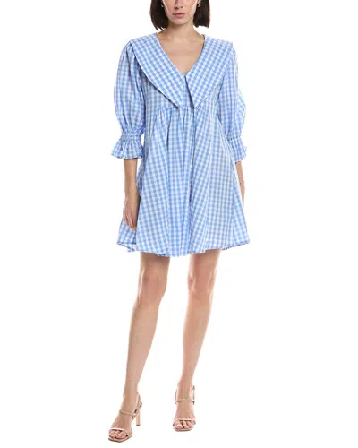Hl Affair Long Sleeve Mini Dress In Blue