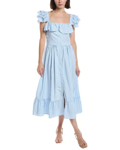Hl Affair Short Sleeve Maxi Dress In Blue