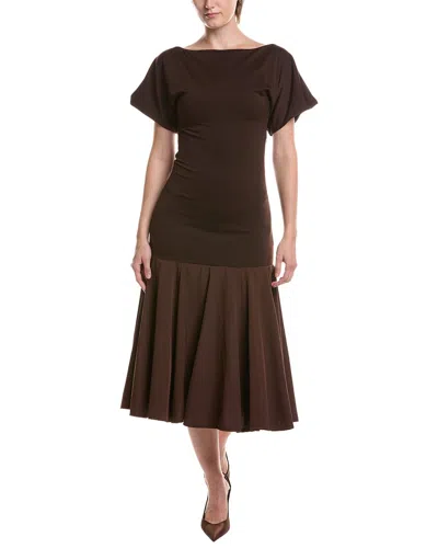 Hl Affair Short Sleeve Maxi Dress In Brown