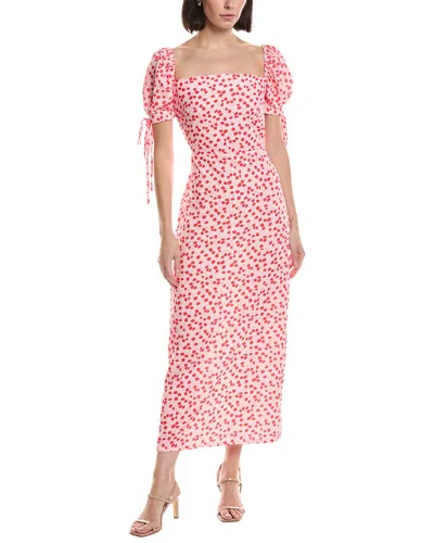 Hl Affair Short Sleeve Midi Dress In Red