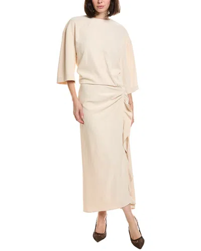 Hl Affair Short Sleeve Midi Dress In Neutral