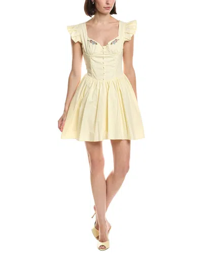 Hl Affair Short Sleeve Mini Dress In Yellow