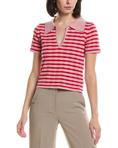 Hl Affair Short Sleeve V-neck Polo Top In Multi