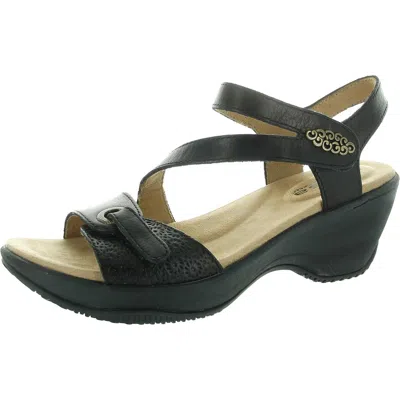 Hälsa Cindy Womens Adjustable Leather Slingback Sandals In Black