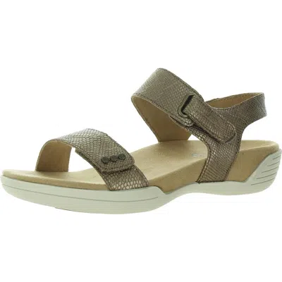 Hälsa Dominica Womens Adjustable Leather Slingback Sandals In Gold