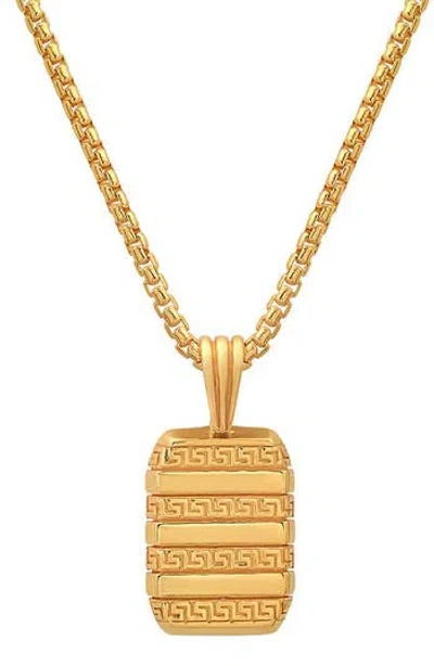 Hmy Jewelry 14k Gold Plated Sterling Silver Dog Tag Pendant Necklace