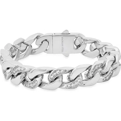 Hmy Jewelry 18k Gold Plate Curb Link Bracelet In Silver