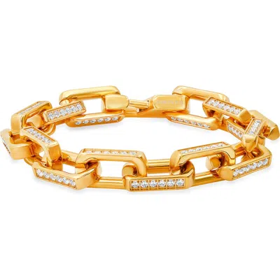 Hmy Jewelry 18k Gold Plated Stainless Steel Cubic Zirconia Chain Bracelet