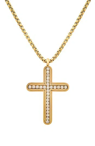 Hmy Jewelry 18k Gold Plated Stainless Steel Cubic Zirconia Cross Pendant Necklace