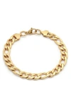 Hmy Jewelry 18k Gold Plated Stainless Steel Figaro Chain Bracelet In Gold