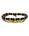 Hmy Jewelry 18k Gold Plated Stainless Steel Rounded Box Chain And Tube Bead Id Bracelet, 2 Piece Set In Gold