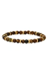 Hmy Jewelry 18k Gold Plated Tiger's Eye Beaded Stretch Bracelet In Brown/yellow
