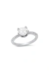 Hmy Jewelry 18k White Gold Plated Simulated Diamond Ring In Metallic