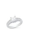 Hmy Jewelry 18k White Gold Plated Simulated Diamond Ring In Silver