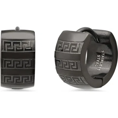 Hmy Jewelry Black Ip Stainless Steel Geometric Huggie Earrings