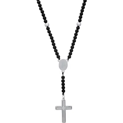 Hmy Jewelry Black Lava Beaded Rosary Necklace