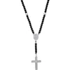Hmy Jewelry Black Lava Beaded Rosary Necklace In Multi