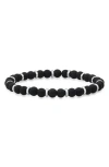 Hmy Jewelry Black Lava Stone & Stainless Steel Bracelet In Black/metallic