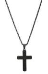 Hmy Jewelry Black Stainless Steel Cross Pendant Necklace In Black