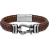 Hmy Jewelry Braided Leather Bracelet In Brown