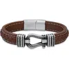 Hmy Jewelry Braided Leather Bracelet In Silver/brown