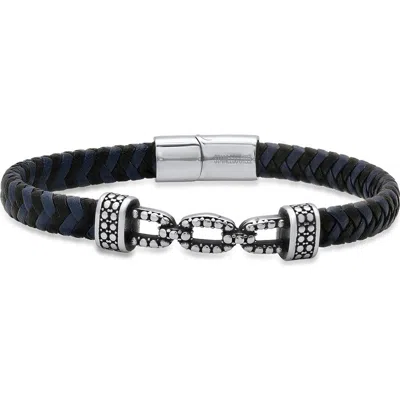 Hmy Jewelry Chain & Braided Leather Bracelet In Black