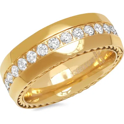Hmy Jewelry Chain Link Cubic Zirconia Wide Band Ring In Gold