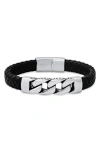 Hmy Jewelry Chunky Curb Link Braided Leather Bracelet