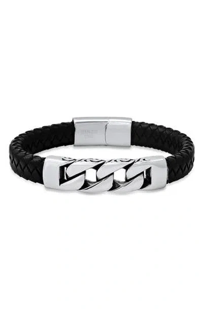 Hmy Jewelry Chunky Curb Link Braided Leather Bracelet