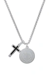 Hmy Jewelry Cross & Coin Pendant Necklace In Multi